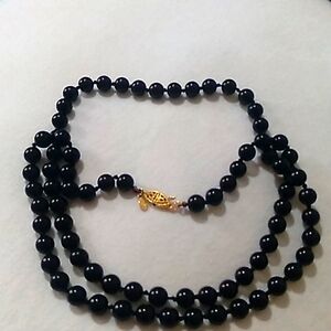 Premier Designs vintage black glass beaded necklace with gold tone clasp